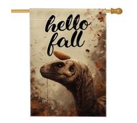 Bandiera da giardino con dinosauri Hello Fall Rustic, decorazione per esterni con colori autunnali rustici, decorazione per esterni su entrambi i lati, per la decorazione della casa, 71 x 101 cm