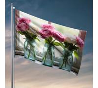Bandiera da giardino con divertenti ispirazioni floreali: Love, Grow, Grace, bandiere a vento per auto all'aperto per camera (152 x 244 cm)