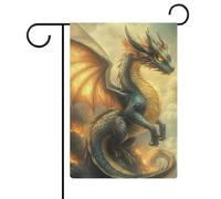 Bandiera da giardino con drago con ali per vacanze stagionali in iuta su entrambi i lati, 30,5 x 45,7 cm