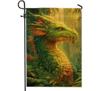Bandiera da giardino con drago della foresta incantata, decorazione per la casa, decorazione per la casa, bandiera su entrambi i lati, decorazione stagionale per esterni, 30,5 x 45,7 cm