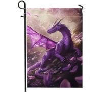 Bandiera da giardino con drago, drago fantasy incantato, decorazione per esterni per primavera estate, bandiera da cortile in iuta su entrambi i lati per decorazione del prato 30,5 x 45,7 cm