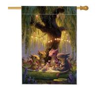 Bandiera da giardino con drago fantasioso, decorazione per esterni, motivo creature fantasy pastello, striscione per prato su entrambi i lati, per feste di primavera, tema fiabe incantate, 71 x 101 cm