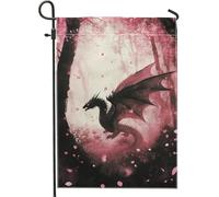 Bandiera da giardino con drago fantasy, creatura alata mistica con pesche, striscione decorativo per esterni, bandiera artistica da giardino su entrambi i lati, per autunno e Halloween, decorazione
