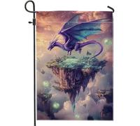 Bandiera da giardino con drago fantasy, creatura mitica viola, decorazione per la casa, bandiere da giardino, bandiera artistica su entrambi i lati, decorazione stagionale per esterni, 30,5 x 45,7 cm