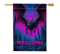 Bandiera da giardino con drago fantasy, decorazione per prato misteriosa viola, striscione su entrambi i lati per esterni, decorazione autunnale per Halloween, decorazione colorata per cortile, 71 x