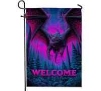 Bandiera da giardino con drago fantasy, decorazione per prato misteriosa viola, striscione su entrambi i lati per esterni, decorazione autunnale per Halloween, decorazione colorata per cortile, 30,5 x