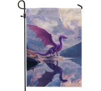 Bandiera da giardino con drago fantasy, maestosa creatura mitica, decorazione per esterni, striscione da giardino su entrambi i lati, per autunno e primavera, decorazione per la casa, 30,5 x 45,7 cm
