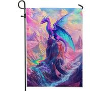 Bandiera da giardino con drago maestoso, incantevole decorazione per la casa e il giardino, doppia faccia in iuta decorazione per prato esterno per primavera estate 30,5 x 45,7 cm