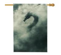 Bandiera da giardino con drago maestoso nella nebbia, bandiera decorativa per la casa con drago grigio etereo, bandiera stagionale su entrambi i lati, per decorazione esterna del prato, 71 x 101 cm