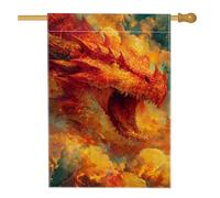 Bandiera da giardino con drago maestoso, vivace creatura fantasy per la casa, decorazione artistica su entrambi i lati, perfetta per autunno, Halloween, esposizione stagionale, 71 x 101 cm