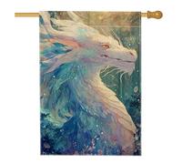 Bandiera da giardino con drago mistico, decorazione colorata fantasia per primavera estate, bandiera artistica su entrambi i lati per prato all'aperto e decorazione per feste di festa, 71 x 101 cm