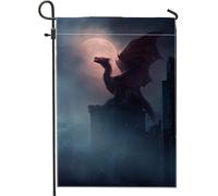 Bandiera da giardino con drago mistico, decorazione fantasy rosso scuro per autunno e Halloween, striscione esterno in poliestere su entrambi i lati, decorazione per prato per casa e giardino, 30 x 45
