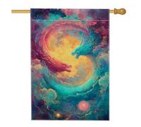 Bandiera da giardino con drago mistico Yin Yang, striscione decorativo per la casa con draghi fantasy, decorazione per la casa, in iuta su entrambi i lati, perfetta per feste autunnali, 71 x 101 cm
