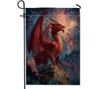 Bandiera da giardino con drago patriottico, striscione per il giorno dell'indipendenza dei fuochi d'artificio, decorazione per la casa e il cortile, 30,5 x 45,7 cm