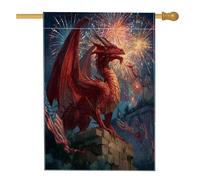 Bandiera da giardino con drago patriottico, striscione per il giorno dell'indipendenza dei fuochi d'artificio, decorazione per la casa all'aperto o per feste in cortile, 71 x 101 cm