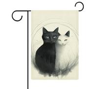 Bandiera da giardino con due gatti che si abbracciano, 47 x 32 cm, bandiere estive su entrambi i lati, decorazione per le vacanze in fattoria, per la decorazione stagionale del cortile