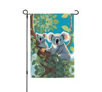 Bandiera da giardino con due koala felici su entrambi i lati, 71 x 101 cm, di grandi dimensioni, perfetta per cortile, decorazione esterna, bandiera di benvenuto