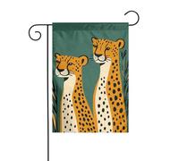 Bandiera da giardino con due leopardi su sfondo verde, 30 x 45 cm, verticale su entrambi i lati, decorazione per casa colonica