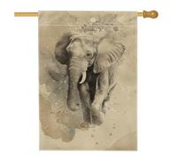 Bandiera da giardino con elefante, beige ad acquerello, decorazione per esterni, in iuta su entrambi i lati, per la decorazione della casa e del giardino, 71 x 101 cm