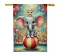 Bandiera da giardino con elefanti e topi da circo, striscione decorativo per la casa con animali colorati, decorazione per esterni su entrambi i lati, decorazione per prato all'aperto, feste