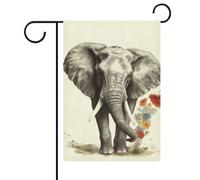 Bandiera da giardino con elefanti, su entrambi i lati, 30,5 x 45,7 cm, bandiera verticale in lino, bandiere per casa durevoli per feste decorative esterne
