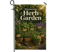 Bandiera da giardino con erbe aromatiche, rustica, basilico, timo, verde primavera, su entrambi i lati, bandiere decorative per esterni, patio, prato, portico anteriore, balcone, 30,5 x 45,7 cm