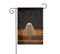 Bandiera da giardino con fantasma in un teatro vuoto, 30 x 45 cm, verticale, double face, decorazione per case in campagna, esterni, bandiera da cortile