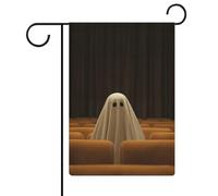 Bandiera da giardino con fantasma in un teatro vuoto, in iuta su entrambi i lati, 30,5 x 45,7 cm