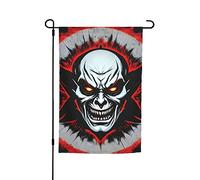 Bandiera da giardino con fantasma malvagio rosso e nero, 30,5 x 45,7 cm. Decorazione per esterni luminosa su entrambi i lati porta un po' di divertimento al tuo giardino.