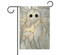 Bandiera da giardino con fantasmi in vetro colorato, per vacanze stagionali, su entrambi i lati, 30,5 x 45,7 cm
