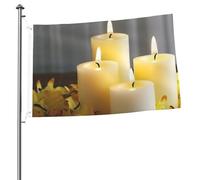 Bandiera da giardino con farfalla gialla con candele bianche, 6 x 0,9 m, bandiere da giardino su entrambi i lati, resistenti allo sbiadimento, bandiera per esterni, divertente bandiera per vacanze con