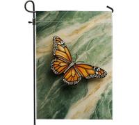 Bandiera da giardino con farfalla monarca, bandiera arancione estiva da giardino, bandiera da giardino su entrambi i lati, per giardino esterno e decorazione per feste, 30,5 x 45,7 cm
