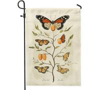 Bandiera da giardino con farfalla monarca, decorazione floreale arancione per primavera estate, bandiera da cortile in iuta su entrambi i lati per decorazione esterna del prato 30,5 x 45,7 cm