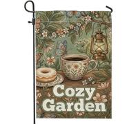 Bandiera da giardino con farfalle, accogliente lanterna rustica verde primavera in iuta su entrambi i lati, bandiere decorative per esterni, prato, portico, patio, ingresso, 30,5 x 45,7 cm