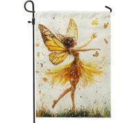 Bandiera da giardino con farfalle, bandiera gialla floreale per la casa, bandiera stampata su entrambi i lati per decorazione estiva all'aperto, vivace tema naturale per vacanze e feste, 30 x 45 cm
