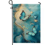Bandiera da giardino con farfalle blu primaverili ed estive, decorazione per esterni con monarca, decorazione per esterni su entrambi i lati, decorazione per la casa e le feste, 30,5 x 45,7 cm