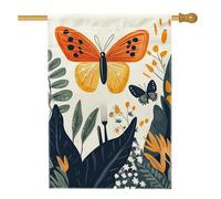 Bandiera da giardino con farfalle primaverili ed estive, arancione e giallo, decorazione floreale per la casa, decorazione per la casa su entrambi i lati, per feste di vacanza, 71 x 101 cm
