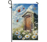 Bandiera da giardino con farfalle primaverili ed estive, decorazione monarca arancione vivace per gli amanti dei fiori, decorazione per prato esterno in iuta su entrambi i lati, 30,5 x 45,7 cm