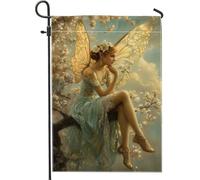 Bandiera da giardino con farfalle primaverili ed estive, striscione decorativo per la casa floreale azzurra, bandiera da cortile in iuta su entrambi i lati, accenti decorativi per prato esterno, 30,5
