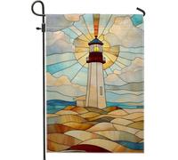 Bandiera da giardino con faro costiero, bandiera colorata per la casa e il cortile, bandiera in tessuto su entrambi i lati, per decorazione estiva all'aperto del prato, 30,5 x 45,7 cm
