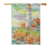 Bandiera da giardino con faro costiero, striscione decorativo multicolore per la casa, bandiera decorativa da cortile su entrambi i lati, per decorazione estiva per esterni, 71 x 101 cm