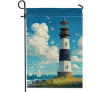 Bandiera da giardino con faro costiero, striscione decorativo per la casa, bandiera decorativa per la casa, bandiera da giardino in iuta su entrambi i lati, 30,5 x 45,7 cm