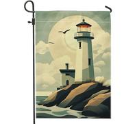 Bandiera da giardino con faro costiero, striscione decorativo vintage con faro, decorazione per la casa su entrambi i lati, perfetta per la decorazione estiva del prato 30,5 x 45,7 cm