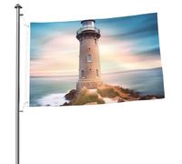 Bandiera da giardino con faro da spiaggia, 2 x 3 m, bandiera da giardino su entrambi i lati, resistente allo sbiadimento, bandiera per esterni, divertente bandiera per vacanze con occhielli in metallo