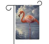 Bandiera da giardino con fenicottero che si trova sull'acqua, per le vacanze stagionali, in iuta, double face, per casa, cortile, esterni, 30,5 x 45,7 cm