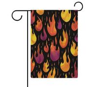 Bandiera da giardino con fiamme gialle in iuta su entrambi i lati, 30,5 x 45,7 cm