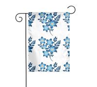 Bandiera da giardino con fiore blu a cinque petali luminoso, decorazione da cortile, 12x18 pollici per giardino, terrazza, balcone