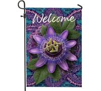 Bandiera da giardino con fiore della passione, motivo floreale vivace, decorazione per la casa e il giardino, bandiera moderna su entrambi i lati, decorazione per prato da esterni, 30,5 x 45,7 cm