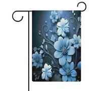 Bandiera da giardino con fiori blu, cartello di benvenuto, striscione su entrambi i lati, piccole bandiere personalizzate per piscina, cortile, decorazione da parete per la casa, 32 x 47 cm