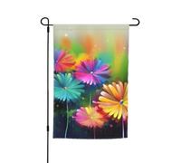 Bandiera da giardino con fiori colorati in stile astratto, 30,5 x 45,7 cm, primavera, estate, autunno, inverno, bandiere stagionali su entrambi i lati, bandiere per le vacanze, per esterni, interni